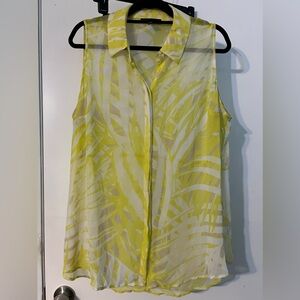 Lane Bryant Women's Sleeveless Blouse Plus Size 20 Sheer Button Front Split Hem